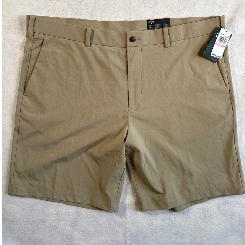 Callaway Opti-Dri Golf Shorts Men 40W Chinchilla Tan Stretch UPF 50 CGBSE0W5 NEW